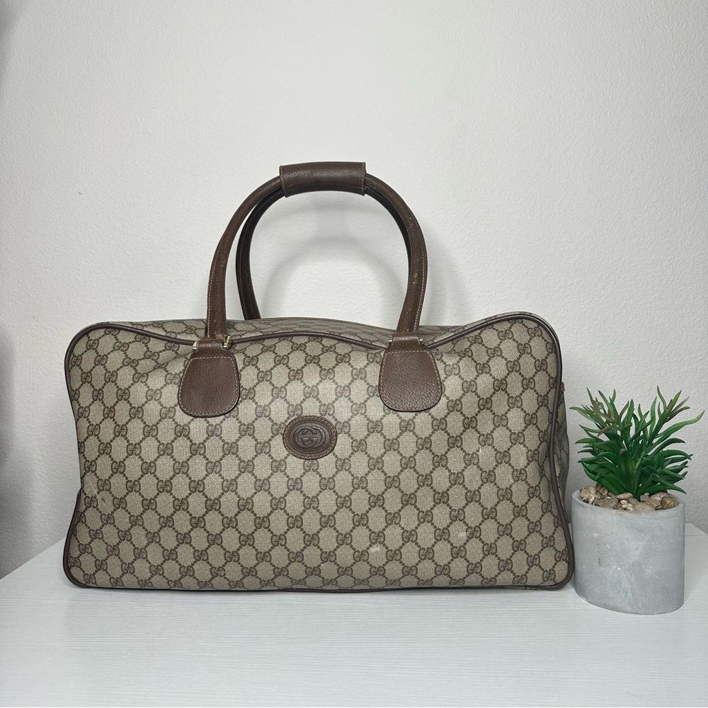 Vintage Gucci Weekender Duffle Travel Bag Suitcase